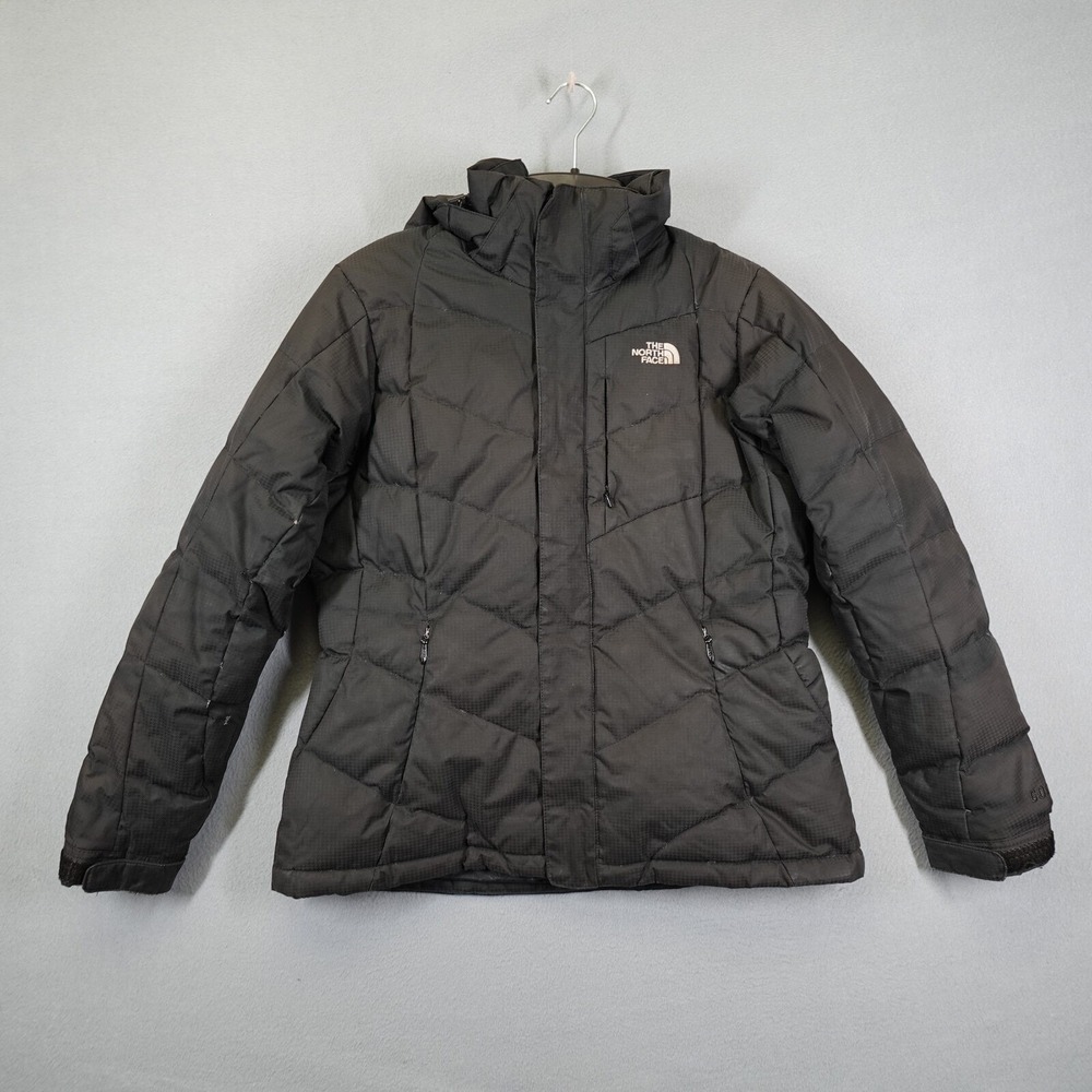 The North Face Puffer Jacket Womens L Black 600 Down Insulated Hooded Coat